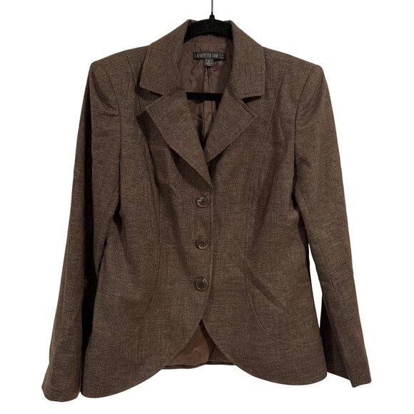 Lafayette 148 New York‎ Brown Wool Blend Blazer Size 8 - Picture 1 of 7